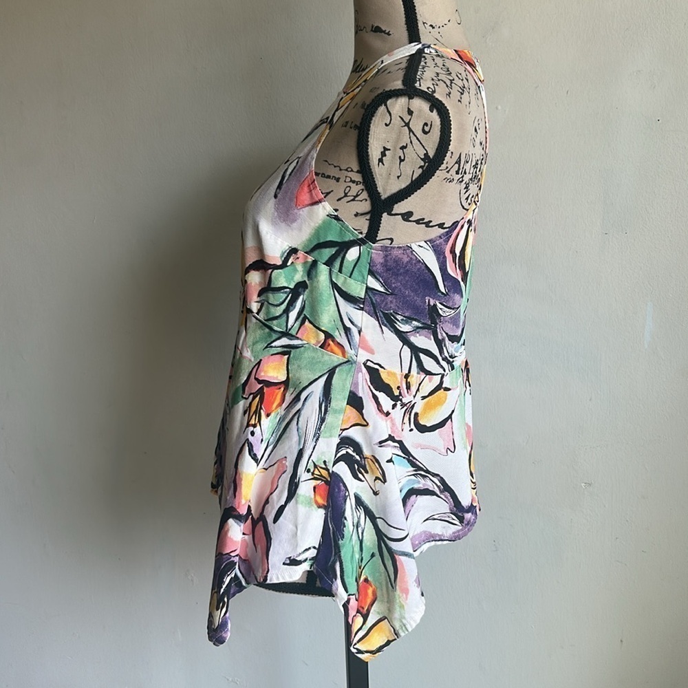 Anthropologie HD in Paris Lucille Peplum Asymmetrical Multicolored Top Size 2 - Picture 7 of 12